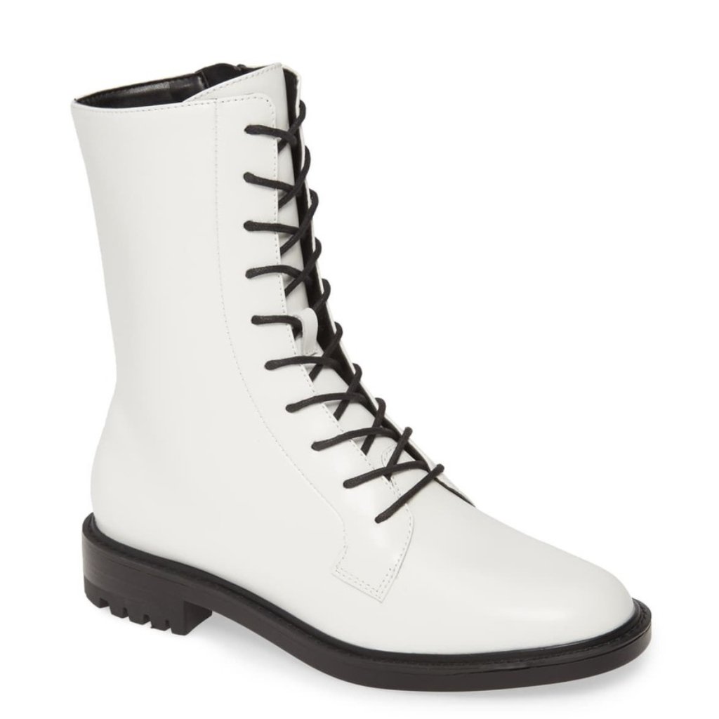 Steve Madden Brant Lace Up Boot White Leather 8.5